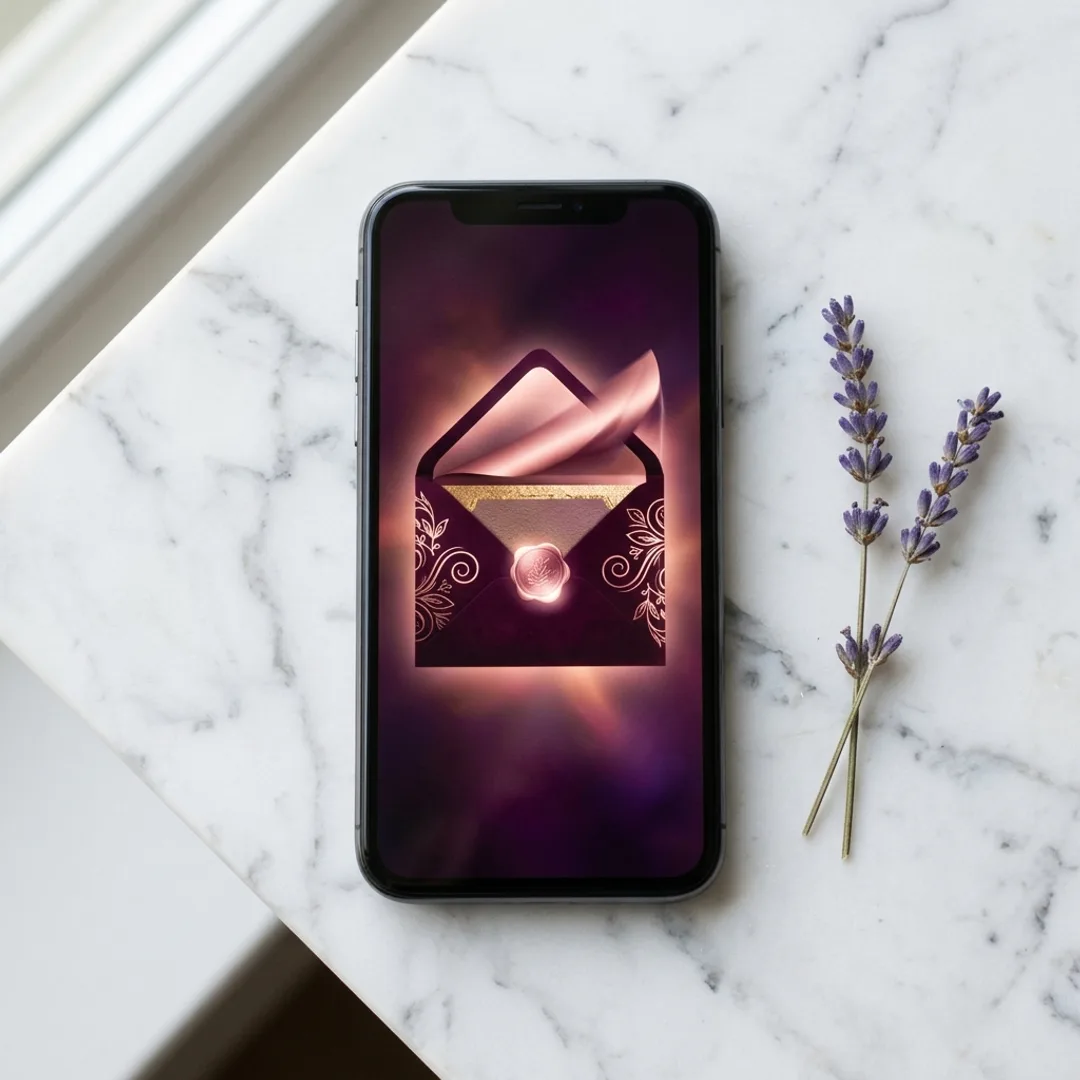 Animated Everfold envelope opening on a phone screen